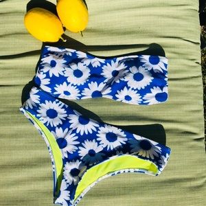 Floral bright blue bikini